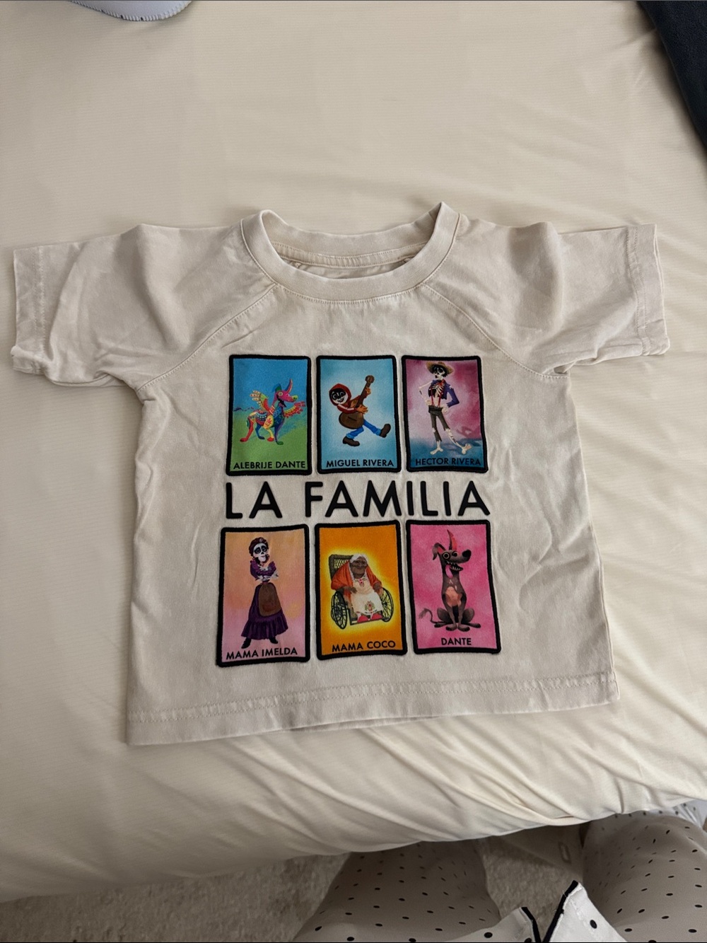 Disney White LA FAMILIA Graphic Kids Short-Sleeve Tee